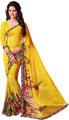 

PSHOPEE Floral Print Fashion Chiffon Saree(Yellow)