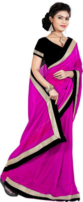 Indian Wear Online Solid Fashion Chiffon Saree(Pink)