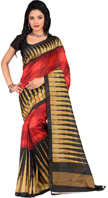 Lovelylook Printed Daily Wear Art Silk Saree(Red, Black)