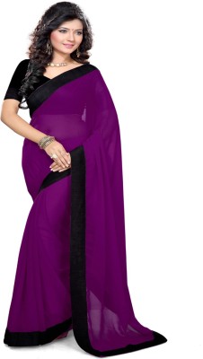 

Sourbh Sarees Solid Fashion Georgette Saree(Purple), Wine