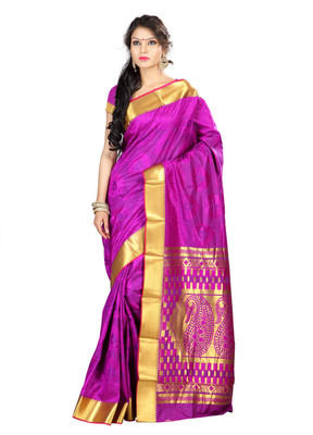 

Varkala Silk Sarees Woven Kanjivaram Jacquard Saree(Purple)
