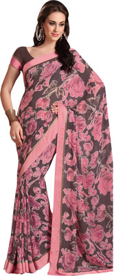 

Vishal Floral Print Fashion Georgette Saree(Brown)