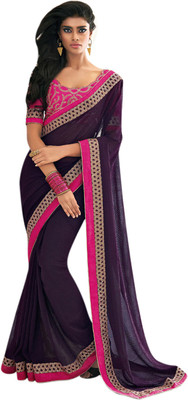 

Vishal Solid Fashion Chiffon Saree(Purple)