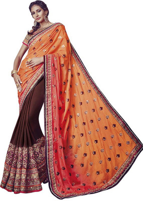 

Saara Floral Print Fashion Georgette Saree(Orange, Brown)