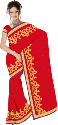 

Aruna Sarees Embroidered Fashion Chiffon Saree(Red)