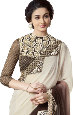 

Khoobee Self Design Fashion Chiffon Saree(White, Multicolor), Multicolor;white