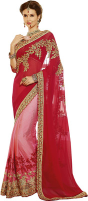 

SareeShop Embroidered Bollywood Georgette Saree(Red, Pink), Pink;red