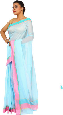

Kataan Bazaar Woven Banarasi Handloom Cotton Saree(Light Blue)