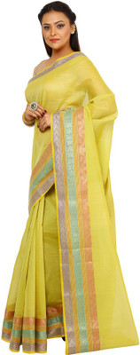 

Kataan Bazaar Woven Banarasi Handloom Cotton Saree(Yellow)