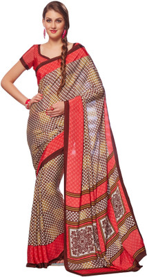 

Hi-Choice Printed Fashion Crepe Saree(Brown)
