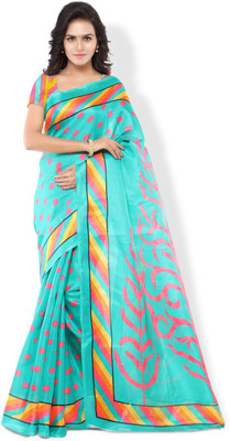 

Poornathava Printed Fashion Art Silk Saree(Green)