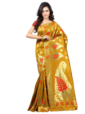 

Weavedeal Self Design Banarasi Banarasi Silk Saree(Gold)