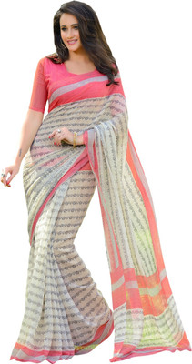 

Lovelylook Printed Fashion Polycotton Saree(Multicolor), Off white;pink