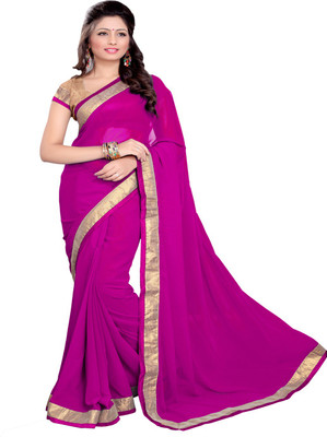 

Sourbh Sarees Solid Fashion Georgette Saree(Pink)