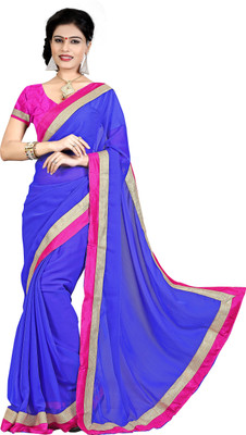 

Indian Wear Online Solid Fashion Chiffon Saree(Blue)