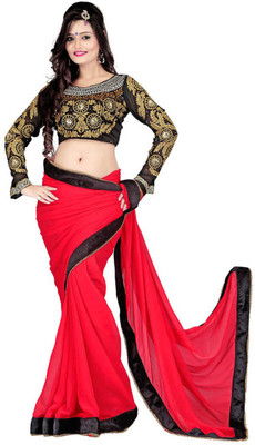 

Dancing Girl Embroidered Bollywood Chiffon Saree(Red)
