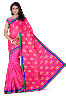 

Weavedeal Embellished Fashion Brocade Saree(Pink)