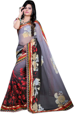 

Dancing Girl Printed Bollywood Chiffon Saree(Black)