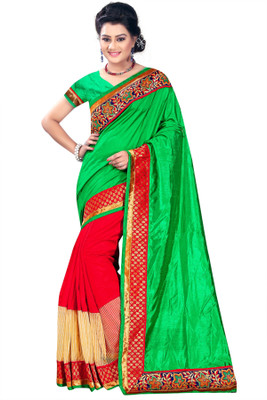 

Weavedeal Embellished, Self Design Banarasi Banarasi Silk Saree(Green)