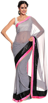 

AVR FASHIONS Embroidered Bollywood Georgette Saree(Grey)