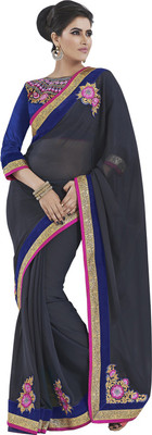 

Desi Butik Self Design Fashion Georgette Saree(Grey)