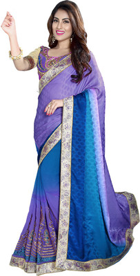 

Lovelylook Embroidered Daily Wear Georgette Saree(Purple, Blue), Light purple & blue