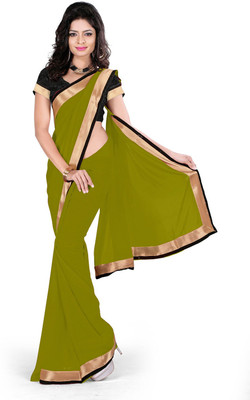 

Indian Wear Online Solid Fashion Georgette Saree(Dark Green)
