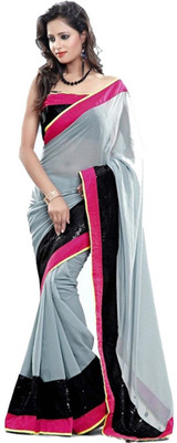 

Aksh Fashion Self Design Bollywood Chiffon Saree(Grey)