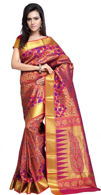 

Varkala Silk Sarees Woven Kanjivaram Saree(Red)
