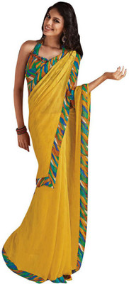 

Party Wear Dresses Printed Fashion Pure Chiffon Saree(Yellow)