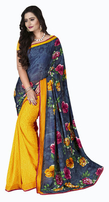 

Khoobee Floral Print Fashion Georgette Saree(Yellow)