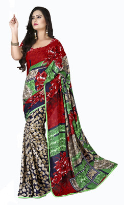 

Khoobee Floral Print Fashion Georgette Saree(Multicolor)