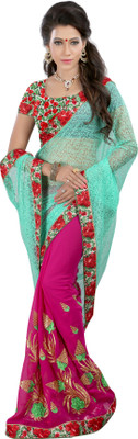 

Gunjan Creations Embroidered Fashion Pure Georgette Saree(Red), Rade