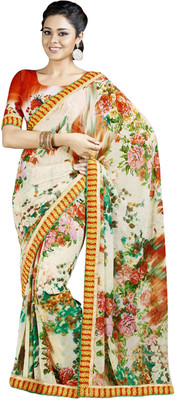 

Jiya Printed Fashion Georgette Saree(White, Red, Multicolor), Multicolor;red;white