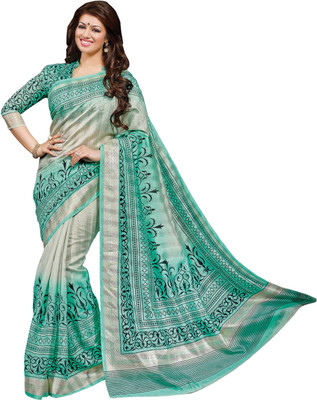 

Ewows Printed Bhagalpuri Silk Saree(Light Blue)