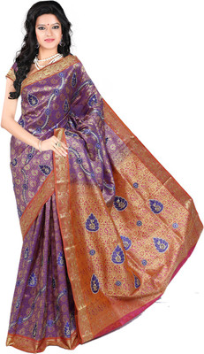 

Roopkala Silks Embellished Dharmavaram Brocade Saree(Purple)