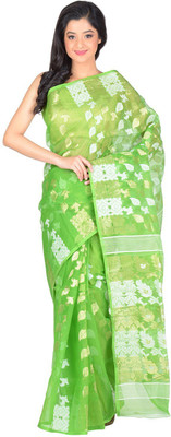

RLBFashion Self Design Jamdani Handloom Cotton, Art Silk Saree(Green)