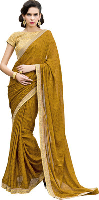 

Parisha Embroidered Daily Wear Satin, Chiffon Saree(Yellow), Musturd