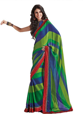 

Indian Wear Online Printed Fashion Pure Chiffon Saree(Multicolor)