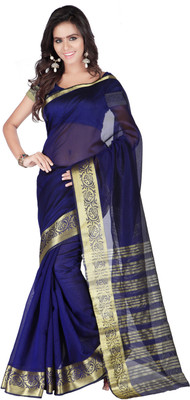 

Weavedeal Solid Banarasi Chanderi Saree(Blue)