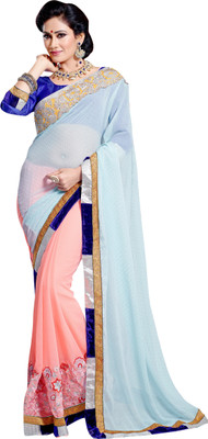 

Brijraj Embellished Fashion Georgette Saree(Pink, Light Blue), Light blue;pink
