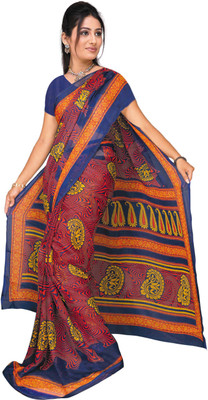 

Vardan Prints Printed Bollywood Chiffon Saree(Red, Blue), Blue;red