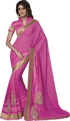 

Vishal Self Design Bollywood Chiffon Saree(Pink)