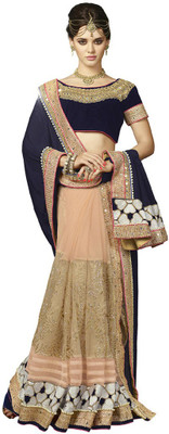 

Desi Butik Embellished Fashion Satin, Net Saree(Purple, Beige), Beige;purple