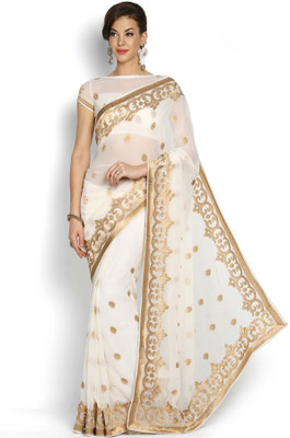 

Soch Embroidered Fashion Georgette Saree(White), Off white