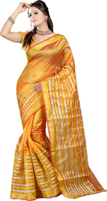 

Sanju Sarees Solid Fashion Silk Saree(Yellow)