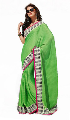 

Ishin Printed Fashion Synthetic Georgette Saree(Green)