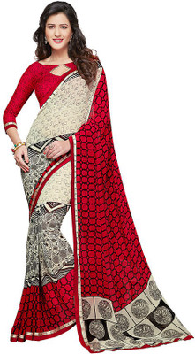 

PSHOPEE Printed Fashion Chiffon Saree(Red)