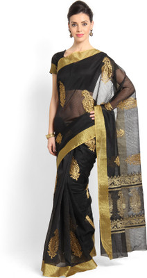 

Soch Embroidered Fashion Cotton Saree(Black)