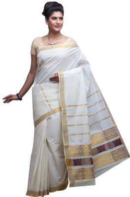

Darps Self Design Balarampuram Cotton Saree(Multicolor), Cream